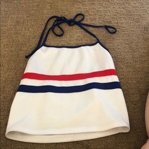 (🦋5/$35) White striped halter top